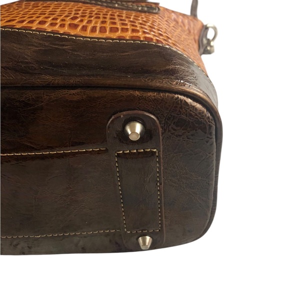 Women's Madi Claire Three-Toned Brown Crocodile Embossed Genuine Leather Bag. - Picture 6 of 16